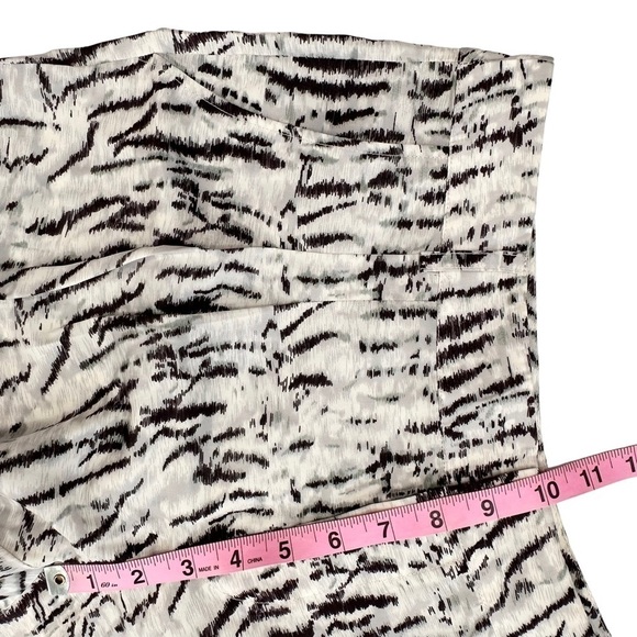 Parker ruched cropped Devlin pants pleated front pockets tiger print green sz 8 - Picture 12 of 15